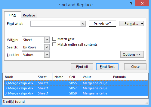 Find_and_Replace_Merge_cells_CTRL+A